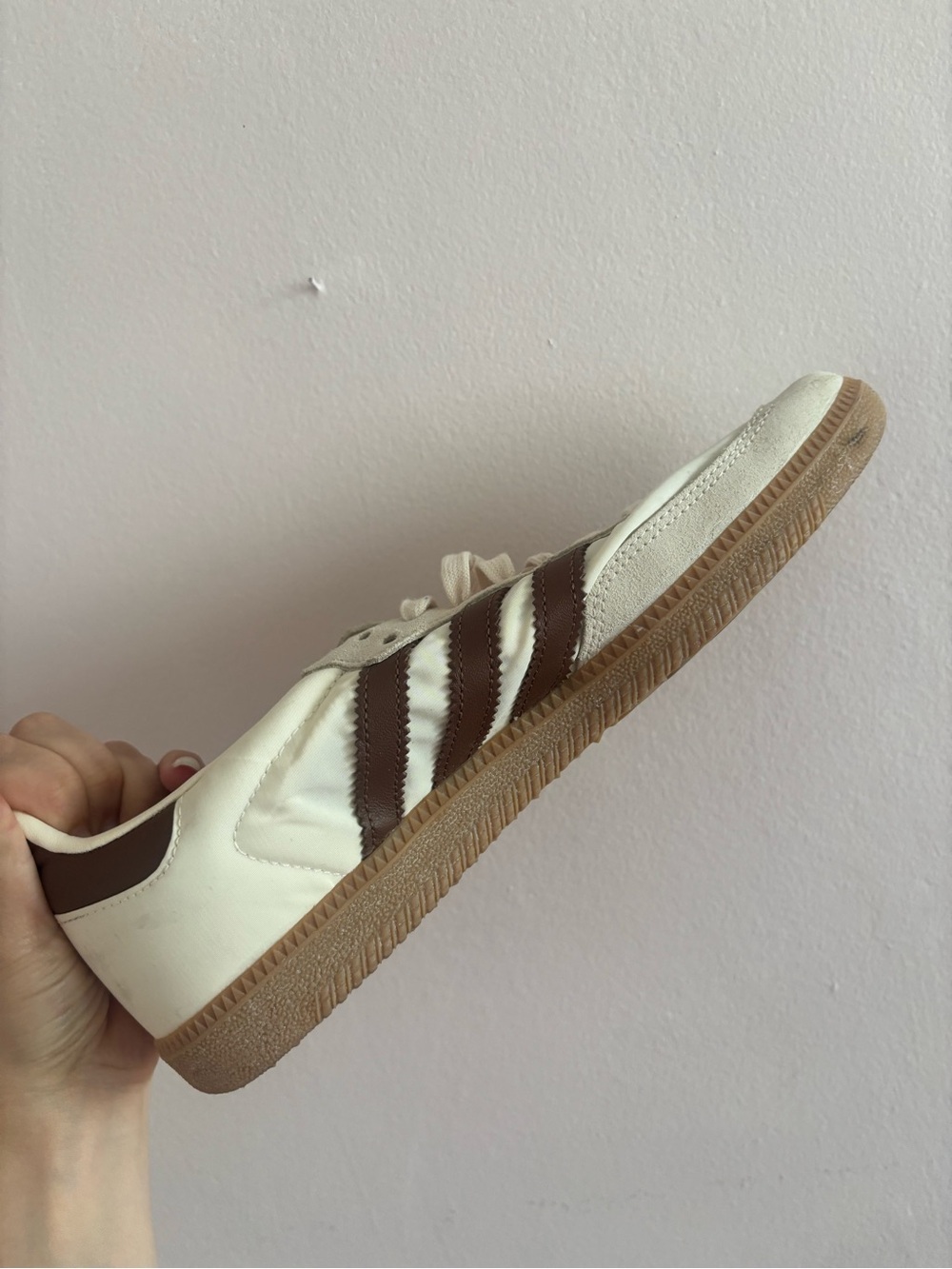 adidas Samba OG Cream and Brown Sneakers - Picture 4 of 8